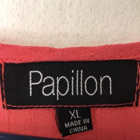 PAPILLON Women’s sleeveless Tunic Top Coral Tiered XL Lightweight Gauzy fabric - Picture 6 of 11